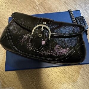 Coach Shimmering Black Leather Clutch